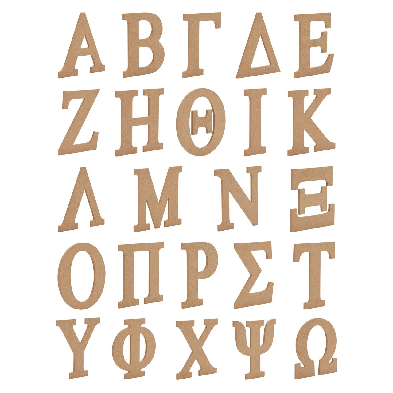 24 Pieces Unfinished Wood Greek Letters for Wall Decor, Crafts, College Dorm (6 Inches)